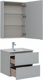 Aquanet Мебель для ванной Алвита New 60 2 ящика подвесная серая матовая – фотография-6